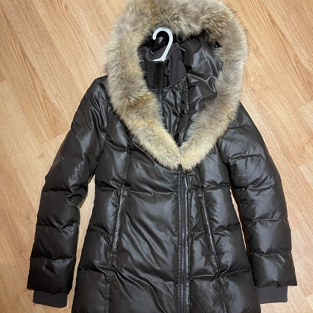 Mackage Dark Brown Puffer Coat with Fur Trim